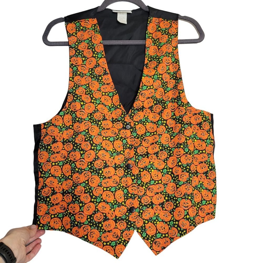 Vintage Blondettes‎ Women's Halloween Jack O' Lanterns Pumpkins Vest L